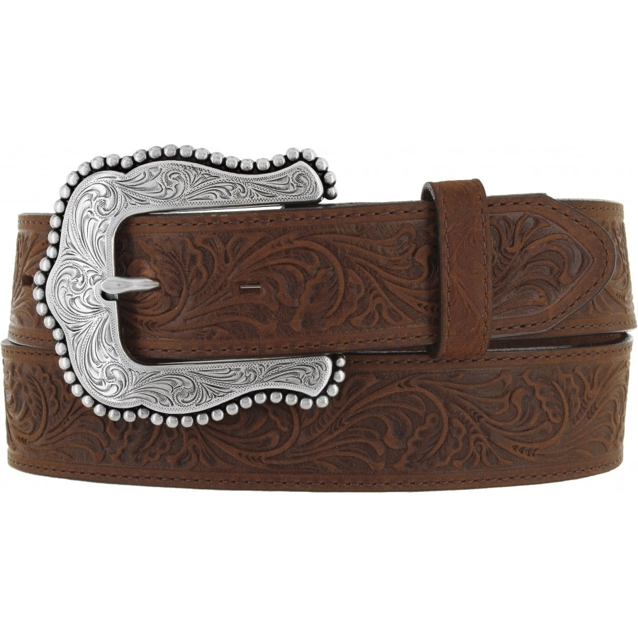 Tony Lama Women's Layla Tooled Brown Leather Belt