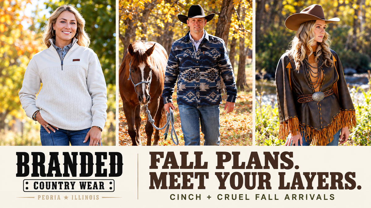 Shop Cinch and Cruel fall layers at Branded Country Wear in Peoria, IL. Explore pullovers, jackets, vests and western styles for women, men and kids. 