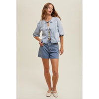 Women's Tie Front Denim Top in Light Wash