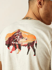 Ariat Men's Bison Landscape Graphic T-Shirt in Oatmeal Heather