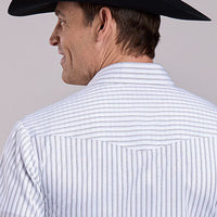 Roper Men's L/S Striped Western Snap Shirt in White