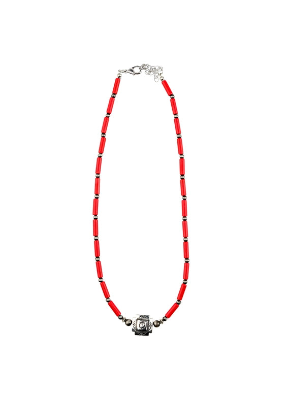 West & Co. Southwestern Red Tube Bead Necklace