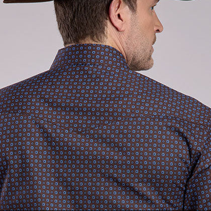 Roper Men's L/S Amarillo Medallion Print Western Snap Shirt in Brown