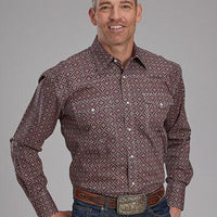 Roper Men's L/S Ginger Medallion Western Snap Shirt in Brown