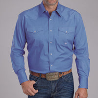 Roper Men's L/S Solid Western Snap Shirt in Periwinkle