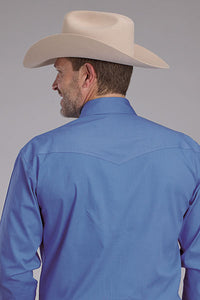 Roper Men's L/S Solid Western Snap Shirt in Periwinkle