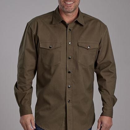 Roper Men's L/S Brushed Twill Solid Western Snap Shirt (Available in 4 Color Choices)