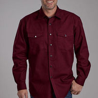 Roper Men's L/S Brushed Twill Solid Western Snap Shirt (Available in 4 Color Choices)