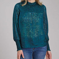 Roper Women's L/S Burnout Brasso Blouse in Teal