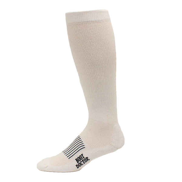 Boot Doctor Men's White Over The Calf Full Cushion Boot Socks- 2 Pair