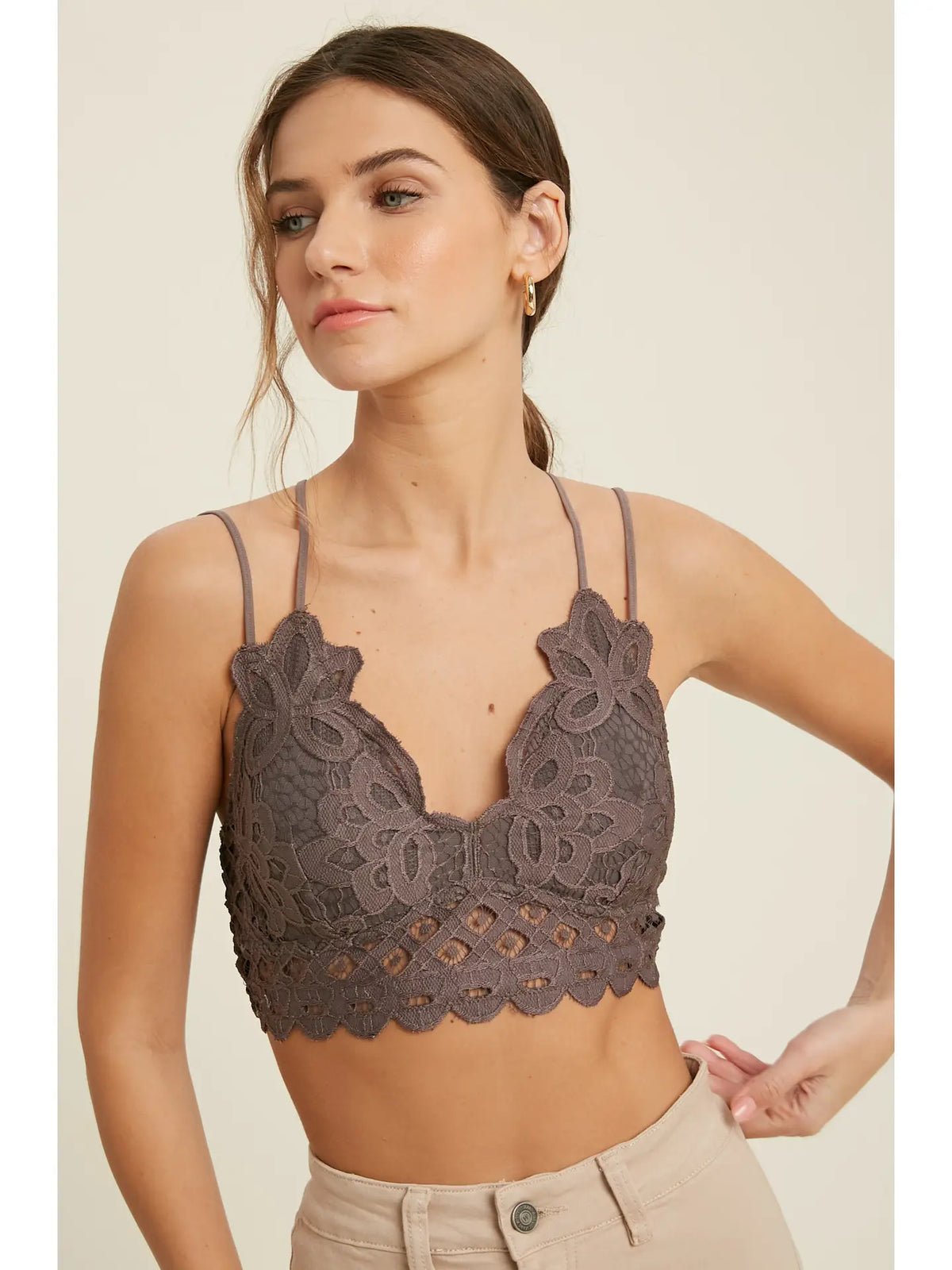 Double Strap Scalloped Lace Bralette (5 Colors Available)