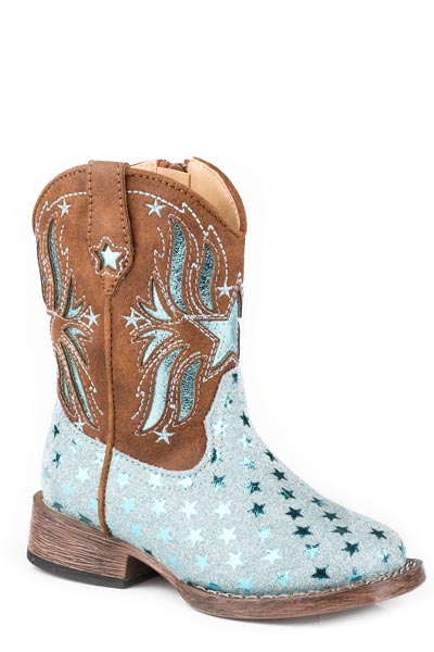 Roper Toddler Girl's Starlet Glitter Western Boots in Blue