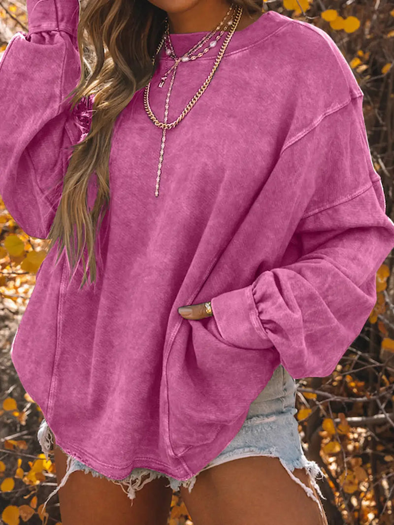 Women's Twist Open Back Oversized Sweatshirt in Rose