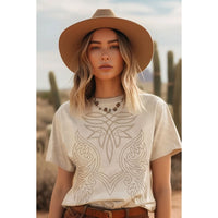 Women's Western Boot Stitch Short Graphic Tee (3 Color Choices)