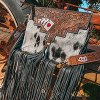 Don't Chase Cowboys Cowhide Leather Tooled Purse