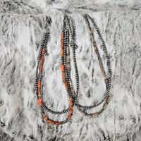 Navajo Inspired Pearl & Gemstone Double Strand Necklace (2 Gemstone Variants Available)