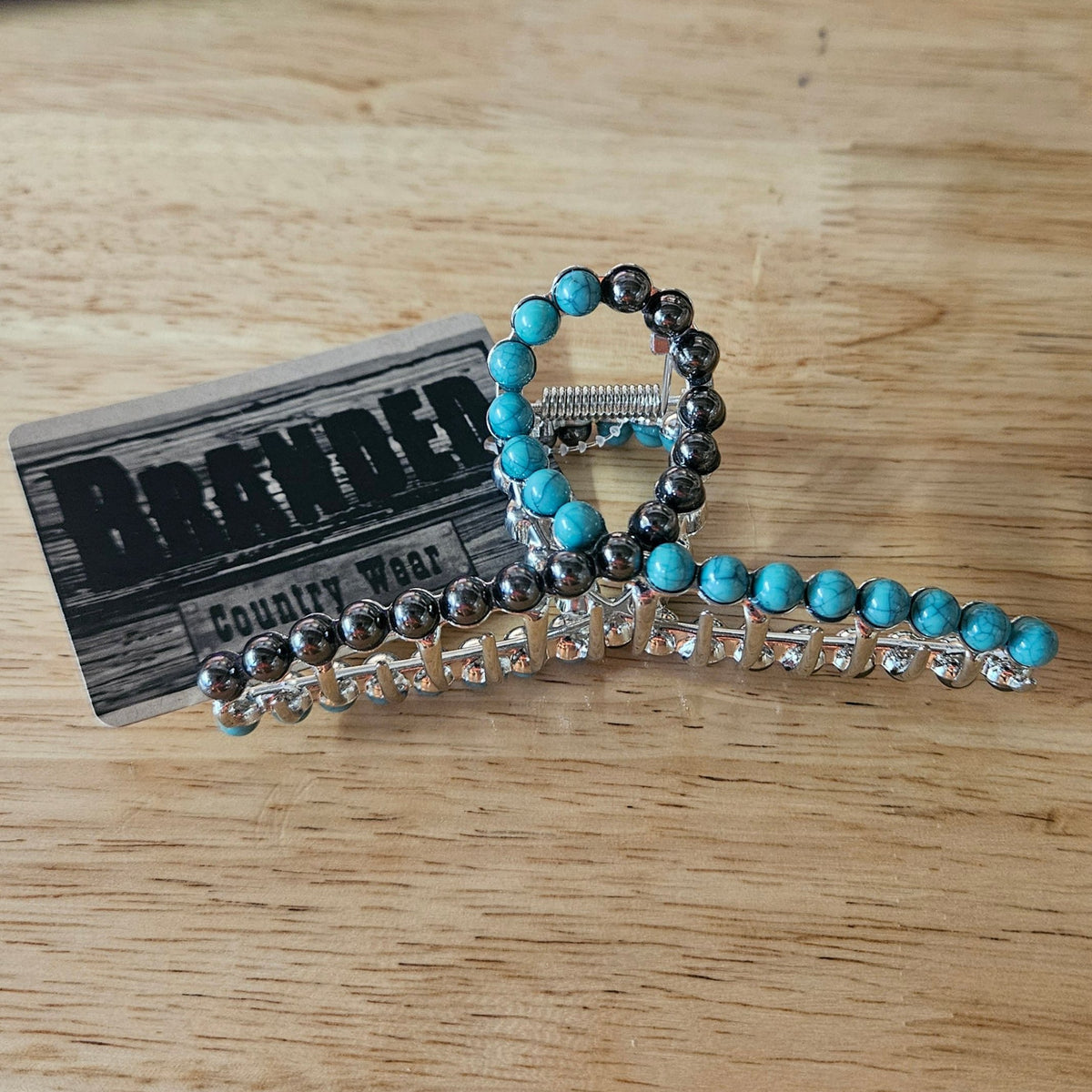 Studded Turquoise & Navajo Inspired Pearl Western Claw Clip