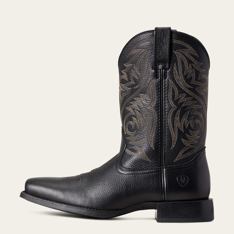 Ariat Men's Sport Herdsman Western Boot in Black Deertan