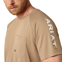 Ariat Men's Rebar Heat Fighter Staple T-Shirt in Khaki