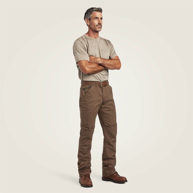 Ariat Men's Rebar M5 Straight DuraStretch Washed Twill Dungaree Straight Leg Pant in Wren