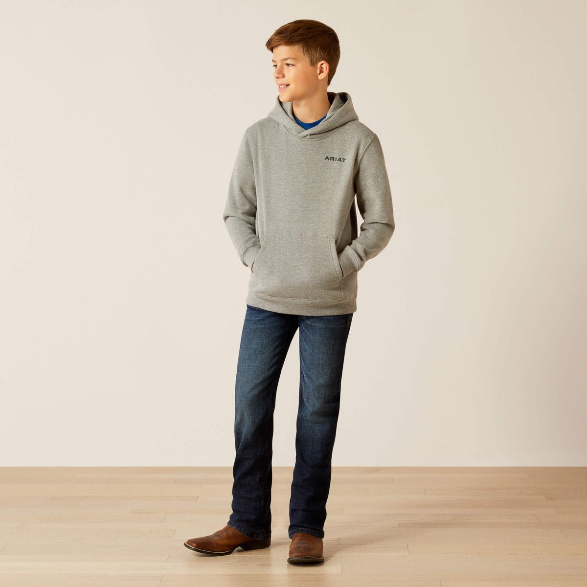 Ariat Boy's Bold Hex Hoodie in Grey Heather