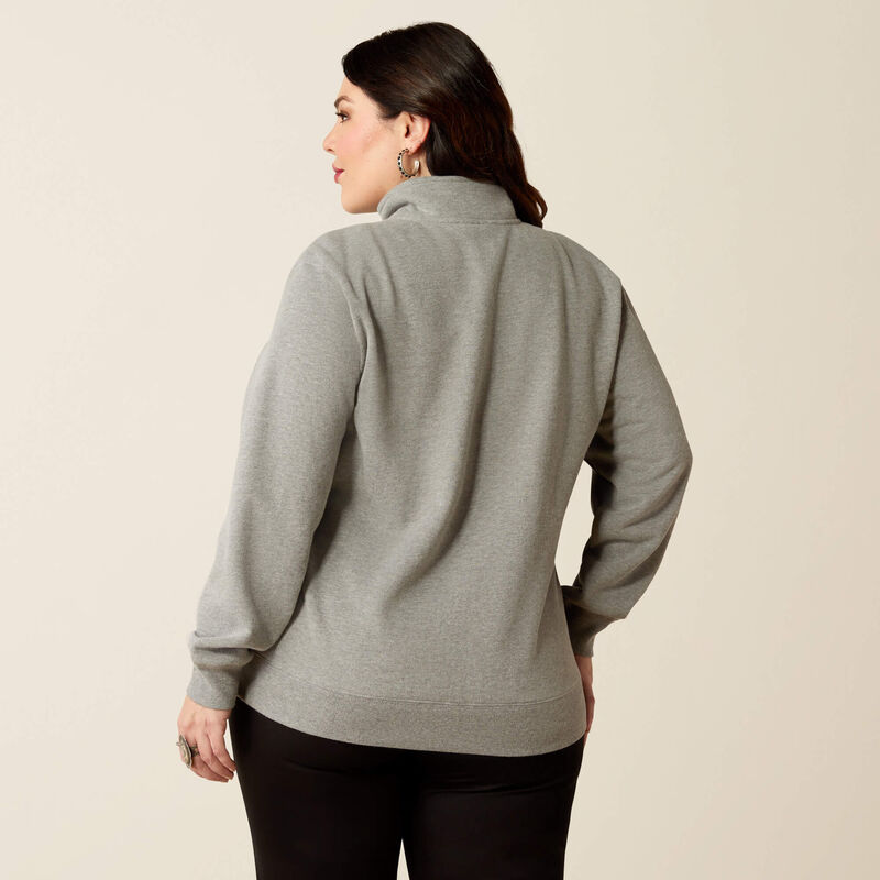 Ariat Women's 1/2 Zip Ranch Graphic Sweatshirt in Heather Grey (Plus Sizes Available)