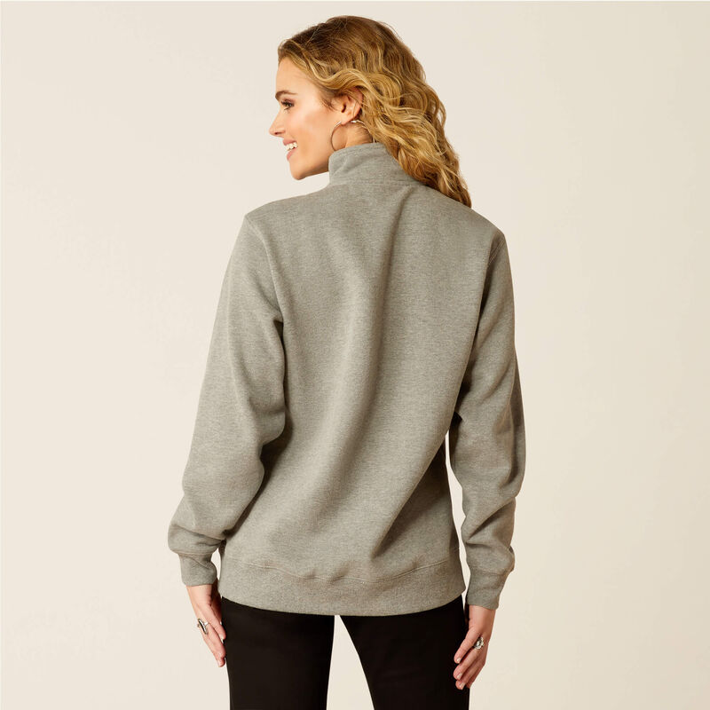 Ariat Women's 1/2 Zip Ranch Graphic Sweatshirt in Heather Grey (Plus Sizes Available)