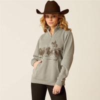 Ariat Women's 1/2 Zip Ranch Graphic Sweatshirt in Heather Grey (Plus Sizes Available)