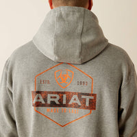 Ariat Men's Bold Hex Pullover Hoodie in Grey Heather (Available in Tall Sizes)