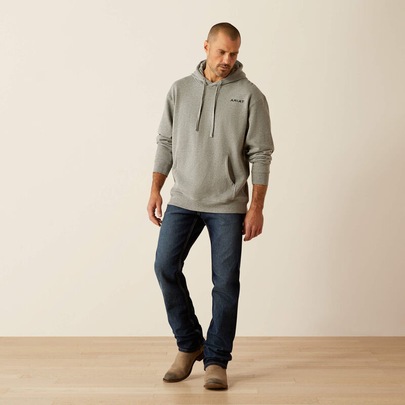 Ariat Men's Bold Hex Pullover Hoodie in Grey Heather (Available in Tall Sizes)