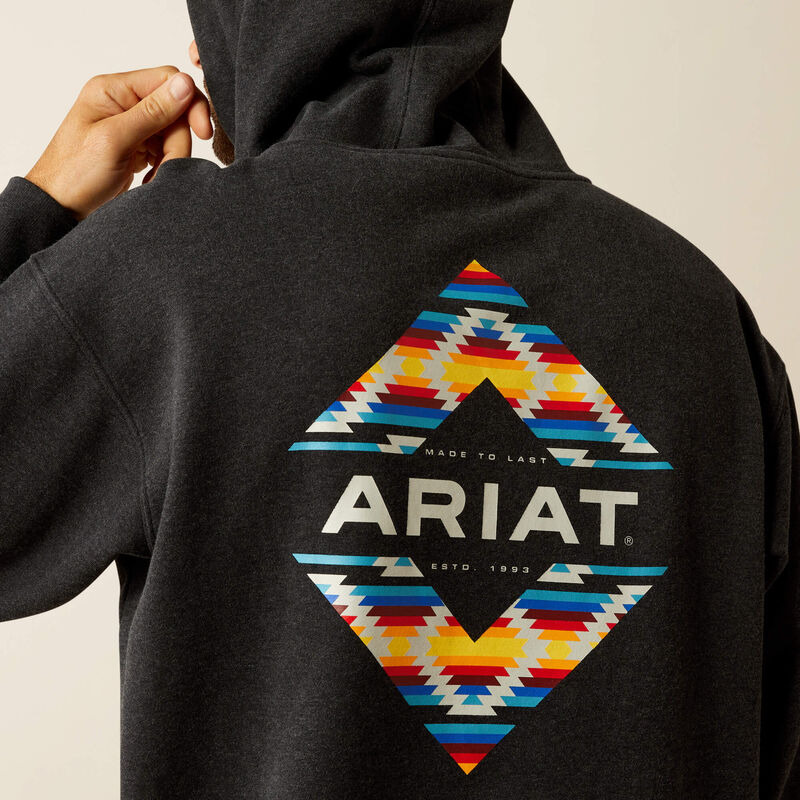 Ariat Men's Diamond Canyon Pullover Hoodie in Black Heather (Available in Tall Sizes)