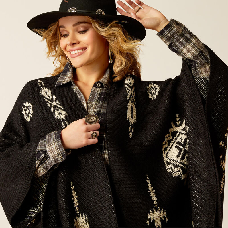 Ariat Women’s Delta Poncho in Black & Summer Sand Aztec