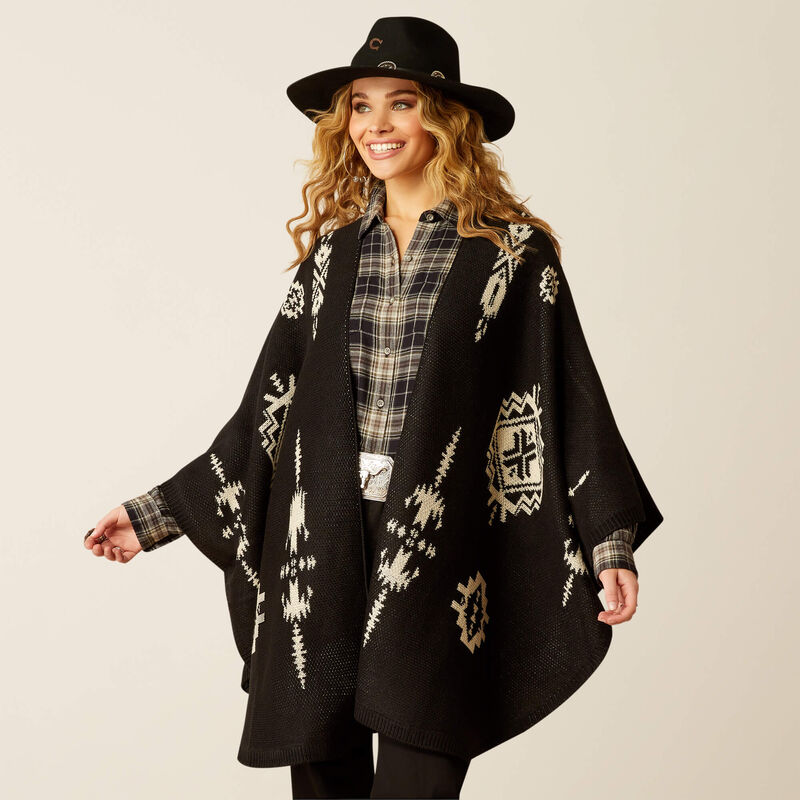 Ariat Women’s Delta Poncho in Black & Summer Sand Aztec