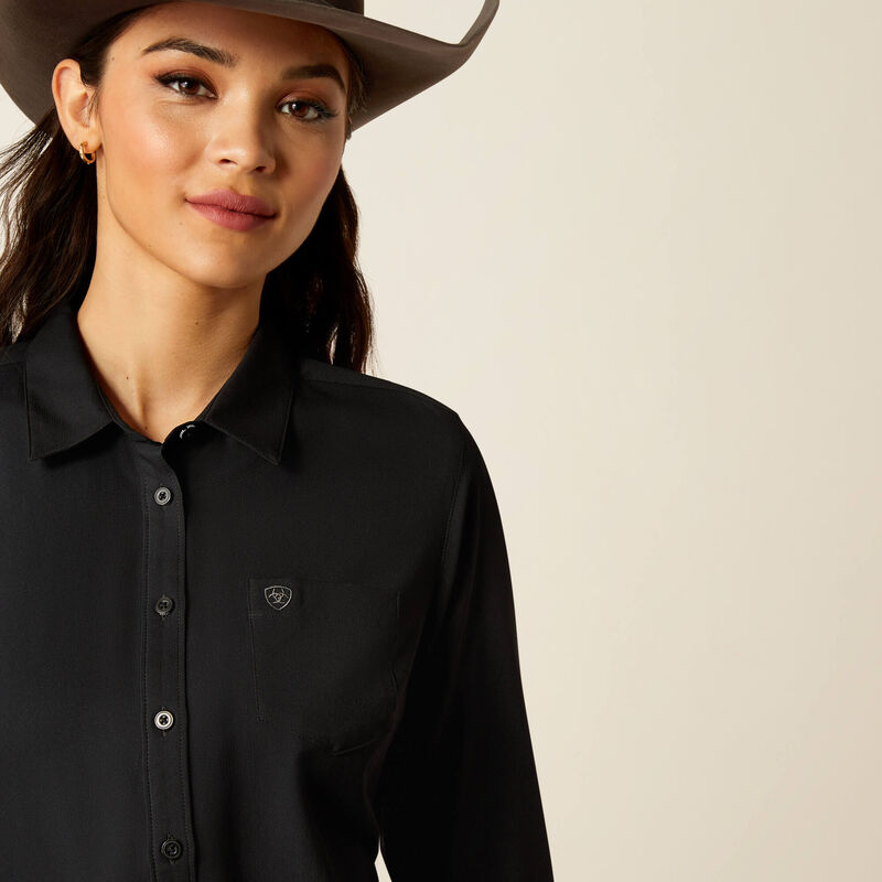 Ariat Women's Kirby Pro L/S Western Button Down Shirt in Solid Black (Available in Plus Sizes)