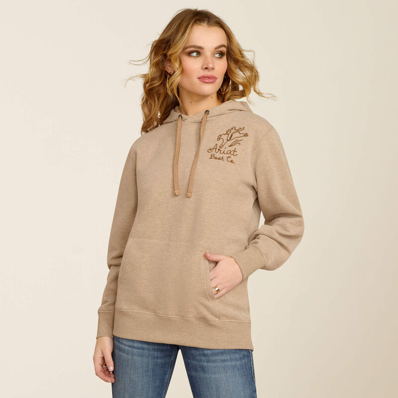 Ariat Women's Bronco Stitch Hoodie in Dark Oatmeal Heather