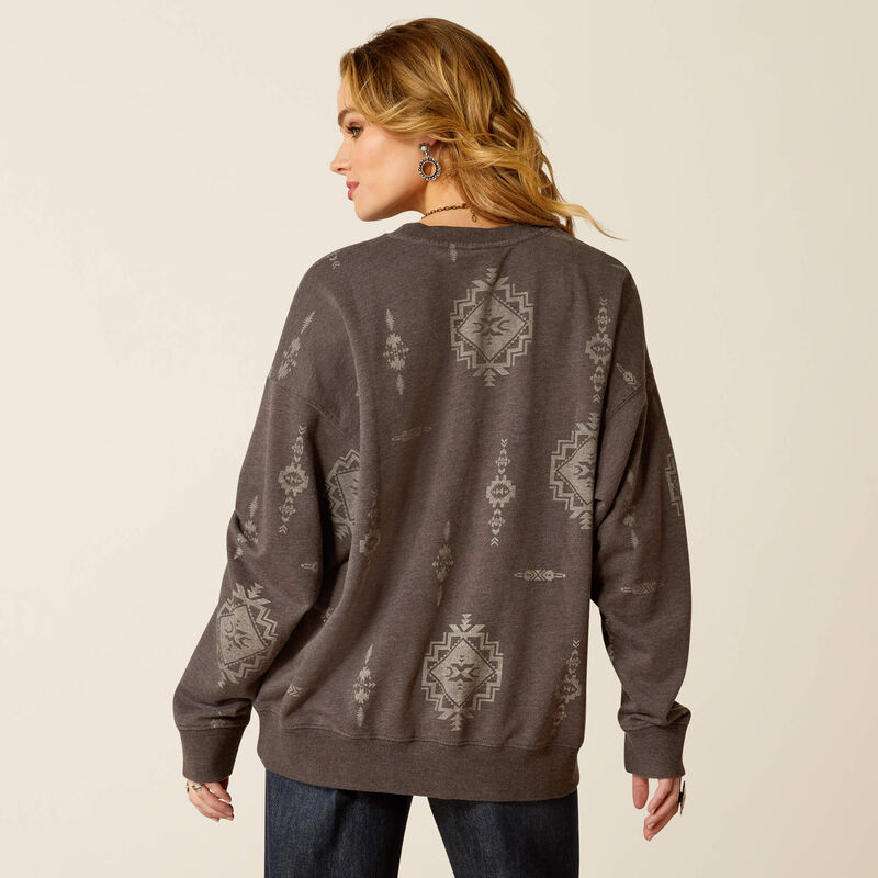 Ariat Women's Outlaw Oversized Sweatshirt in Grey Itzli (Available in Plus Sizes)