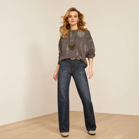 Ariat Women's Outlaw Oversized Sweatshirt in Grey Itzli (Available in Plus Sizes)