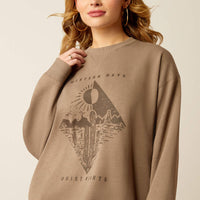 Ariat Women's Western Days Oversized Sweatshirt in Dark Khaki Heather (Available in Plus Sizes)