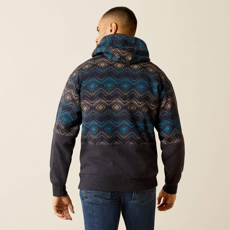 Ariat Men's Southwest Color Block Pullover Hoodie in Navy