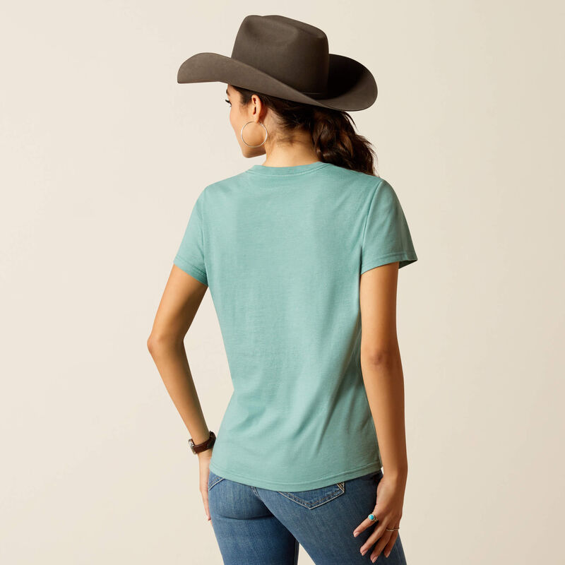 Ariat Women's Ranchin' Graphic T-Shirt in Ocean Blue Heather (Available in Regular and Plus Sizes)