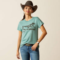 Ariat Women's Ranchin' Graphic T-Shirt in Ocean Blue Heather (Available in Regular and Plus Sizes)