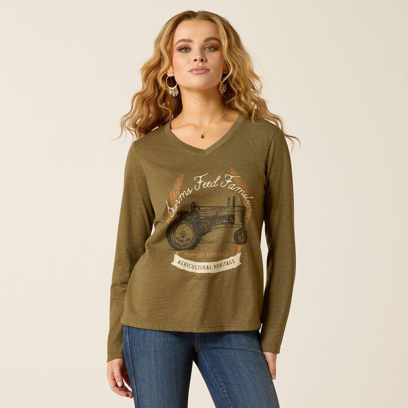 Ariat Women's AG Heritage Long Sleeve T-Shirt in Military Heather (Available in Regular and Plus Sizes)