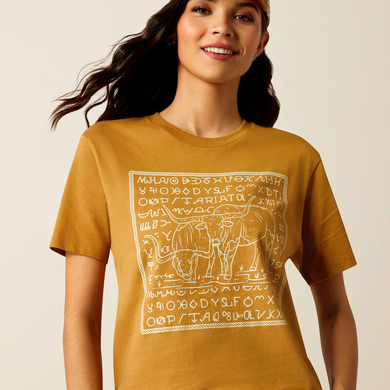 Ariat Women's Longhorn Brand T-Shirt in Harvest Gold