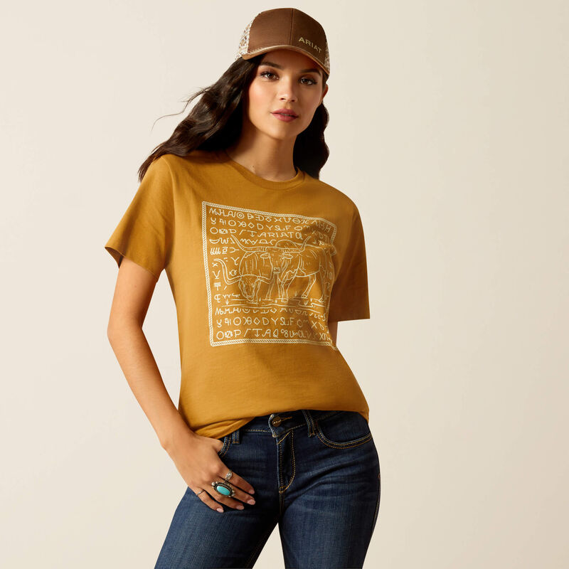 Ariat Women's Longhorn Brand T-Shirt in Harvest Gold