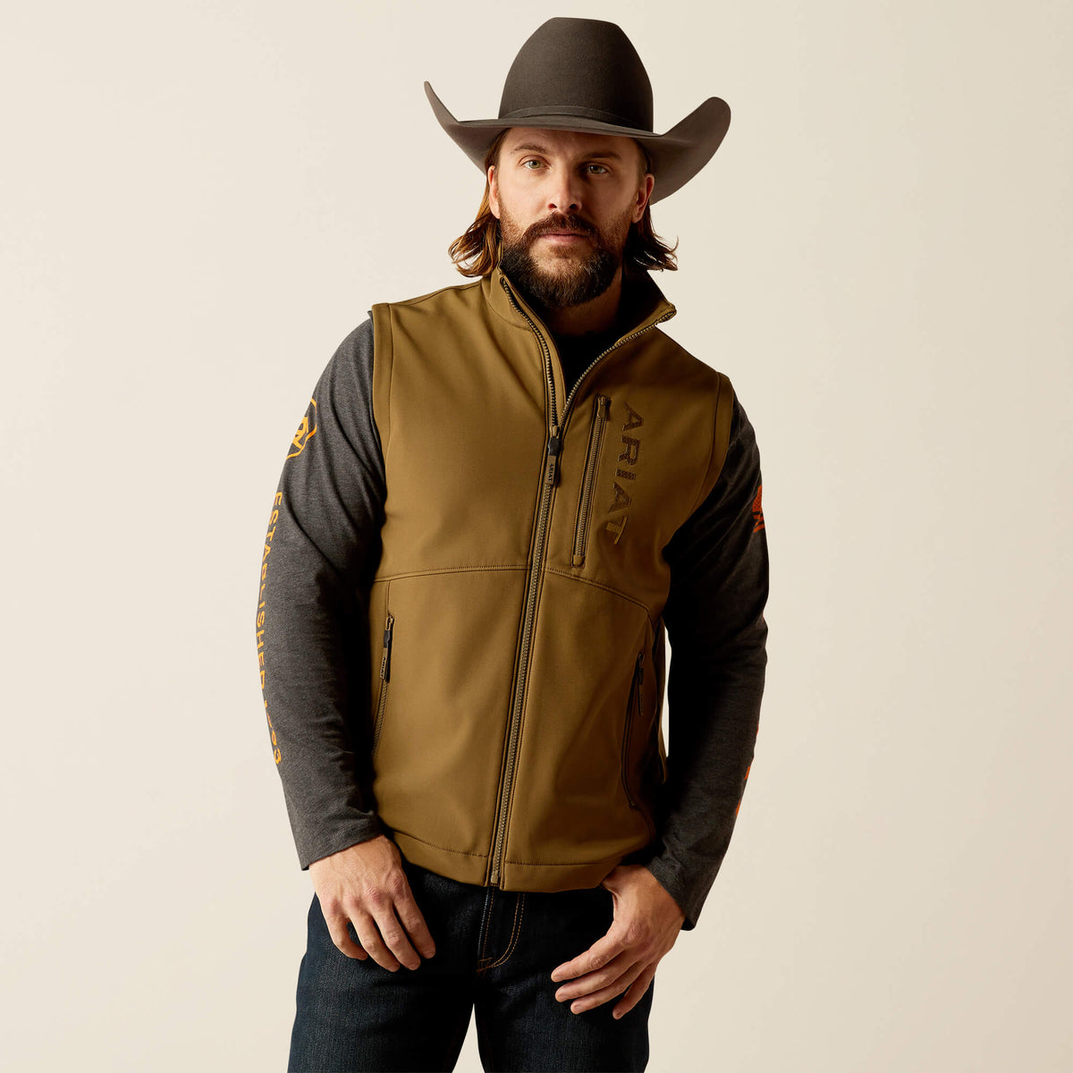 Ariat Men's Logan Softshell Vest in Beech (Available in Tall Sizes)