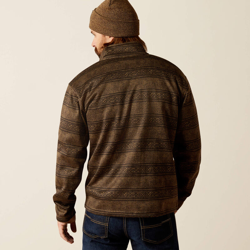 Ariat Men's Wesley Quarter Button Sweater in Brown Southwest Serape