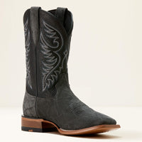 Ariat Men's Wiley Cowboy Boot in Black Elephant Roughout/ Bayou