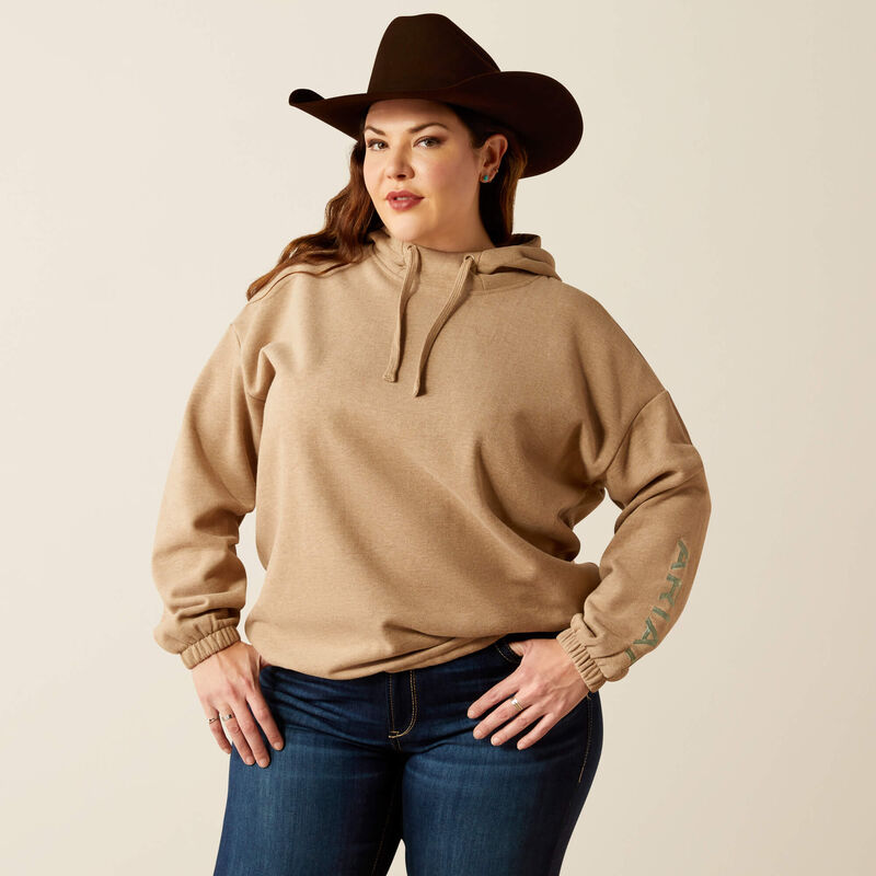 Ariat Women's Essential Logo Hoodie in Dark Oatmeal (Available in Plus Sizes)