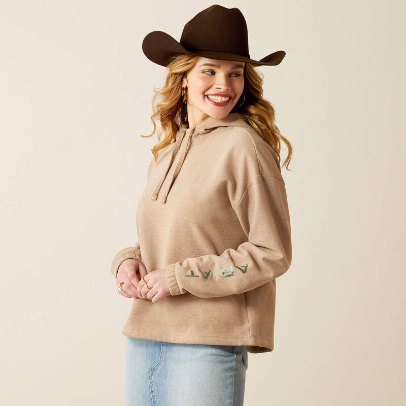 Ariat Women's Essential Logo Hoodie in Dark Oatmeal (Available in Plus Sizes)