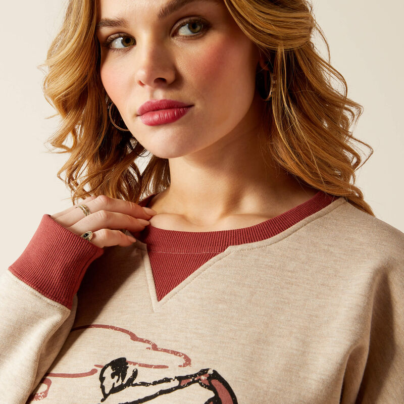 Ariat Women's Roughstock Oversized Crew Sweatshirt in Oatmeal Heather (Available in Plus Sizes) (Copy)